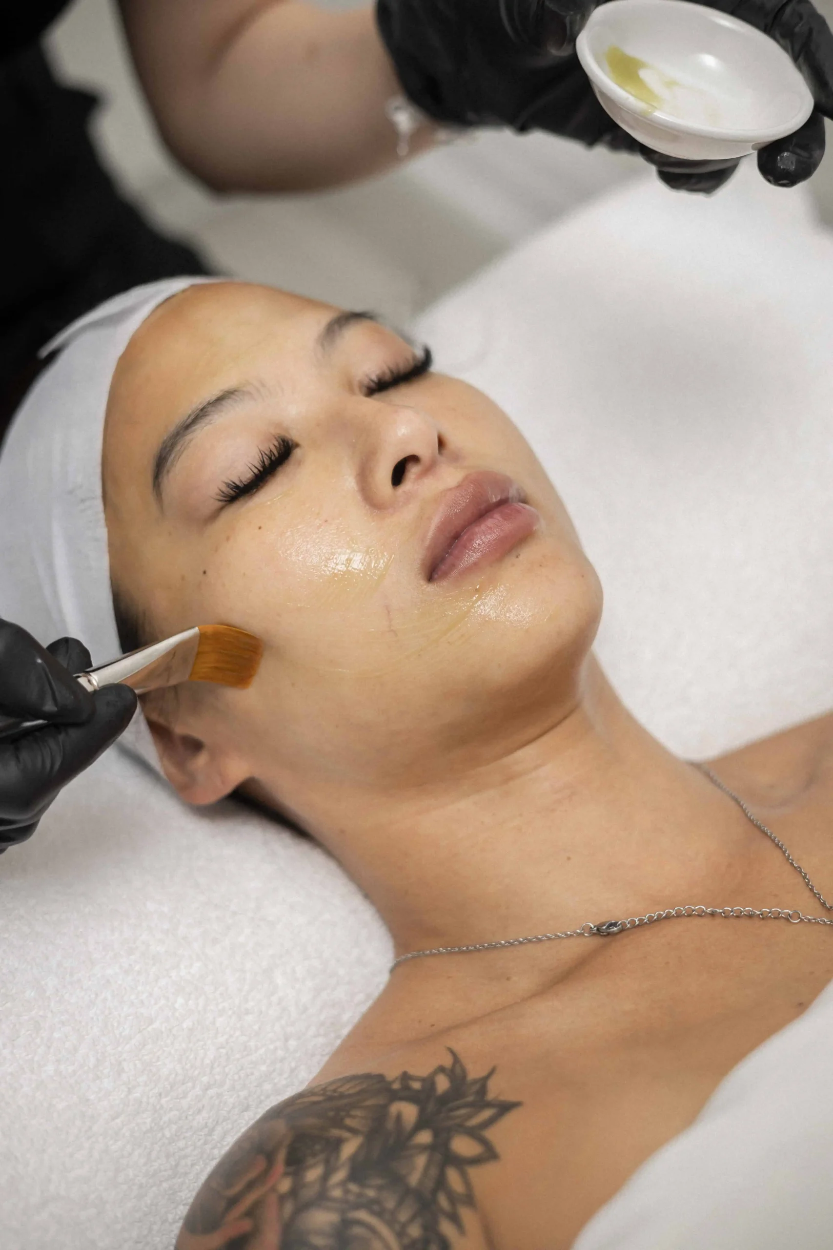 Device-based facial treatment applied to improve skin texture and glow